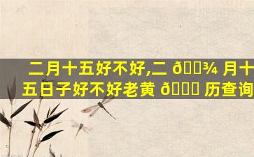 二月十五好不好,二 🌾 月十五日子好不好老黄 🍀 历查询